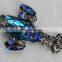 Beautiful blue beaded rhinestone shrimp patch