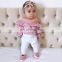 2019 Striped Print girls Long Flare Sleeve Romper Tops & baby White Hole Pants Outfits 2pcs set free ship