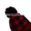 Cowinner Xmas Plaid Knit Matching Hats For Mom And Baby Christmas Buffalo Knit Warm Beanies Hat With Pom Pom Ball