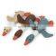 HQPT002 Manufacturer wholesale stuffed squeaky chew denim linen pet dog beige blue coffee duck toys