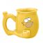 OEM design customs logo yellow color 500ml drinkware Mugs Drinkware Type and CE/EU Certification tea cups Ceramic 3D smoke pipe mug for coffee bar