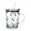 14oz Clear Thicken Glass Mugs with Handle and Lid silicon Straw