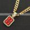 Ruanbo  Bling Rhinestone Golden Finish Miami Cuban Link Chain Necklace with Zircon Pendant Men's Hip hop Necklace Jewelry