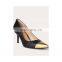 Ladies beautiful fancy black color design mid heels ankle buckle strap women sandals shoes