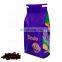 Custom printed 250g/500g/1kg coffee bean packaging bag flat bottom bag with vavle/tin tie