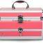 Professional pink aluminum makeup artist train case, aluminum makeup vanity case,hair stylist makeup train case