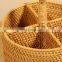 Hot Sale Round rattan utensil caddy basket Boho Decor High Quality Bottle Holder Wholesale Vietnam Supplier