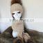 Audlt Wholesale Fancy Yarn Wool Knitting Hat And Scarf With Raccoon Pompom