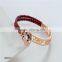 Alloy plating diamond hollow diamond red leather bangle