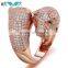 Women's Sterling Silver CZ Pave Set CZ Jaguar Engagement Band Ring