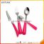 pink handled stainless flatware, plastic handle flatware in flatware sets, set flatware