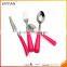 pink handled stainless flatware, plastic handle flatware in flatware sets, set flatware