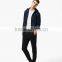 Plain dye zipper up navy blue hoodies for man