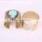 Fashion Metal Brass Gold Plated Bangles, Natural Turquoise Gem stone Bangles, with Pave Crystal Druzy Bangles