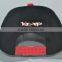 Guangzhou hat factory professional custom 100% surface/black and red/embroidery logo/flat brim hat