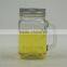 Wholesale Glass Mason Jar With Handle and Paper Straw, Metal Lid 400ML