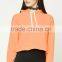 2017 Top Selling Ladies Custom Solid Sweatshirt Soft French Terry Cotton Knit Long Sleeve Pullover Cropped Top Hoodie