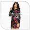 2016 New Fashion Design Red Rose Embroidery Sequin Low Back Sexy Women Fashion Lady Dress