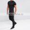 2016 High Quality Custom Short Sleeve Crew Neck Curved Hem Black men's 100% Cotton 180gsm Longline Cut Casual Blank T-Shirt