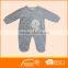 New Fashion Animal Print Plain Grey Long Sleeved Cotton Baby Clothes Romper