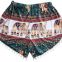 Vintage Bohomian hippies gypsy Girls Womens Pom Pom Trimming Shorts Elephant Ethnic Cotton Printed Ladies Viscose Beach Casual