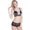 Hot new style lace trim transparent lingerie bra and panty