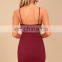 2017 Spaghetti Strap Wine Red Ladies Sexy Mini Bodycon Dress