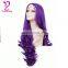 Wholesale Cheap Heat Resistant Fiber Hair Long Natural wavy Side Bangs purple color Synthetic Machine Made Wig for White Women