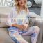 2020 Autumn Women's Gradient Pajamas Tie-dye Sleepwear Long-sleeved Breathable Two-piece Sets