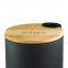 2021 environmentally-friendly bamboo slim cover 3L 5L foot dustbin home black round dustbin kitchen foot pedal bin