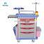 2022 New Design Hospital ABS Plastic Multifunction Clinic Medicine Crash Cart First Aid Five Drawers Emergency Trolley for ICU