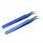 Dark blue eyelash grafting high-precision tweezers blossom set eyelash beautifying tool elbow tweezers sticker cute