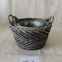 Customized Grey Painted Wicker Storage Baskets Gifts With Ear Handle