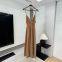 European and American style sexy backless V-neck slim fit hanging flute dress
