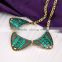 Latest design women gold plated emerald beads necklace