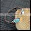 LFD-B0016 Druzy Pearl With Turquoise Pave Rhinestone Leather Bangles Jewelry Finding