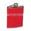 light color leather 6oz Hip Flask with a metal Built-in Collapsible Shot Glass