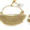 Indian Bollywood Ethnic Gold Tone Necklace & Earring Set Designer Jewelry