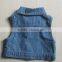 wholesale kids customized denim jacket without sleeve baby washed denim jacket