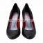 UK Elegant High Heel Tiny square shape classic ladies breatheable PU lining comfortable black sheep skin pump shoes