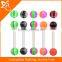 Wholesale straight tongue bars rings high quality resin colorful tongue rings for young