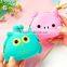 Portable cartoon silicone coin bag with zipper
