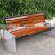 17-year manufacturing experience Cement garden stone bench with back metal and wooden stone garden bench