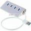 Silver Super Speed Premium Aluminum 4 Ports USB 3.0 Hub