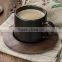 Ceramic Porcelain Espresso Coffee Cup & Wood Saucer Sets