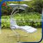 Hanging Chaise Lounger Chair with Arc Stand, Air Porch Swing Hammock Hanging Chair with Canopy
