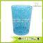 Grapevine pattern metal punched waste bin/ blue round beautiful dustbin