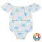 white blue cloud print flutter sleeve soft newborn cotton baby romper