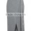 High Quality D-Ring Wrap Skirt Winter Grey Long Skirts Women Slit Office Wear Skirts