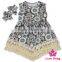 48BQA142 Lovebaby FAUX SUEDE Fabric Printed Pattern Girls Dress With Bow Headband Baby Girls Fancy Dress Picture